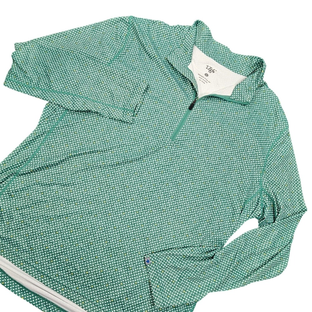1764 Golf 1/4 Zip Pullover Men's L Green‎ Geometric Performance Stretch Athletic